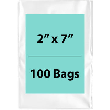 2X7 inches Clear Flat Poly Bags 4Mil Open Top (LDPE)